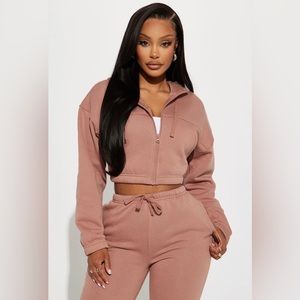 Women’s Zip Up Hoodie - Mauve Large